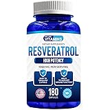 Resveratrol Capsules 1000mg Serving - 180 Capsules - Full 3 Month Supply - Antioxidant Trans Resveratrol Supplement Helps Sup