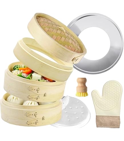 Amazon | 天然竹製 せいろ 2段セット 21cm 蒸し器 蒸籠 蒸し板 (26cm