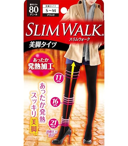 Amazon.co.jp: Slim Walk Legs Warm Tights Black SM Compression