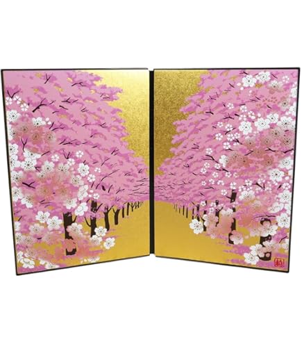 ３SB-1 可愛い桜　三月屏風　高さ24㎝位　雛人形屏風　ひな屏風　雛飾り屏風 雛人形用 屏風 「金沢桜華 本金手描蒔絵 11号サイズ」