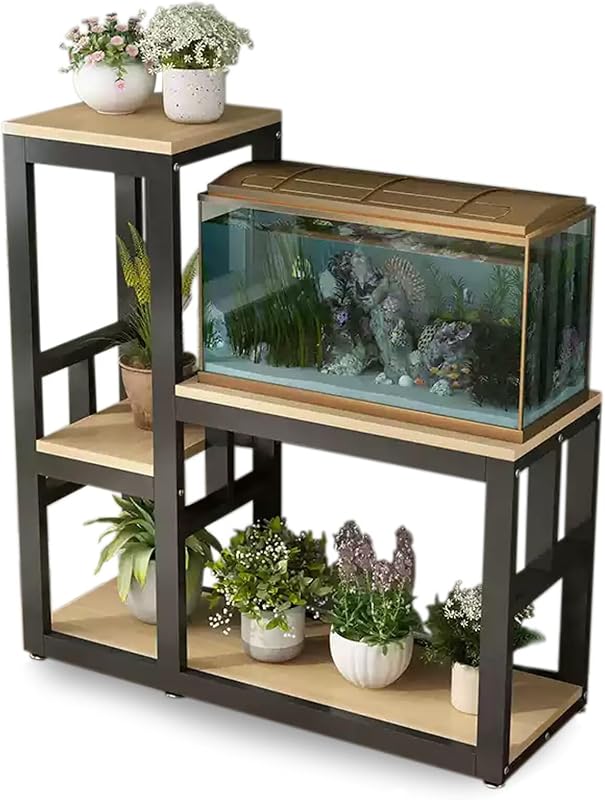 OrganizeHub 水槽スタンド 水槽台 水槽棚 耐荷重約400kg 幅60×奥行30×高さ70cm 大容量収納ラック 多層魚缸専用ラック 開放式収納ラック 水槽置き台 ラック棚 ガード付き 組立式 エコ素材 丈夫 モダンデザイン おしゃれ