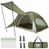 GOGlamping STARRYアルミツーリングドームテント 【アルミポール+独創な展望窓】ソロテント 軽量 コンパクト 二重層 前室 キャノピー付 防風防水 UVカット通気性 耐水圧3000mm フライシート付キャンプテント フィールドキャンプド