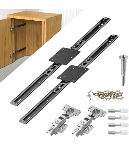 YJINGRUI Hydraulic Buffer Cabinet Door Hinge – Vertical Lift Hinge For 50–80cm Cabinet Height, 22lb Capacity, Silent Adjustable Damper – For Solid Wood & Aluminum Frame Doors
