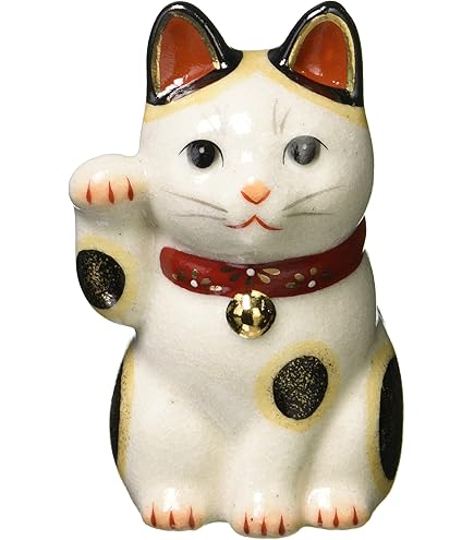 Amazon.co.jp: 陶彩万福唐草招き猫(右手上げ・大) AM-Y7439