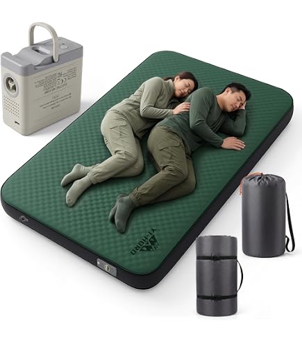 Amazon | 電動 ダブルインフレーターマット 電動ポンプ内蔵 厚手10CM