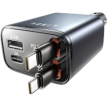 Amazon.co.jp: LISEN 84Wシガーソケット usb c 車 充電器【巻き取り式