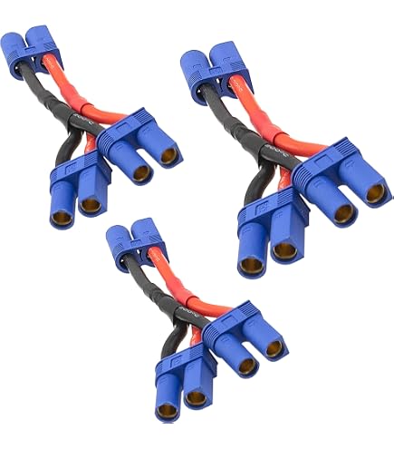2 Stück EC5 Serial Adapterkabel - 1-Buchse Auf 2-Männlich, 10 Cm, 12 AWG Für LiPo-Akkus