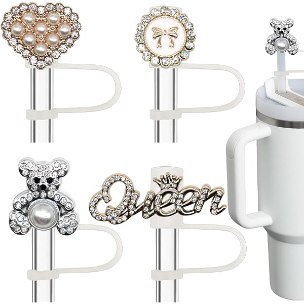 VirgoCCY Stanley Cup Accessories Set - 5PCS For 30 & 40 Oz Tumblers, Includes Straw Cover, Handle Strap, Charms, Silicone Boot (White Cow) - View #3