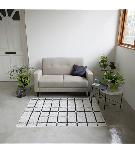 Amazon｜スミノエ(Suminoe) ラグ ホワイト 90×130cm 洗える 滑り止め