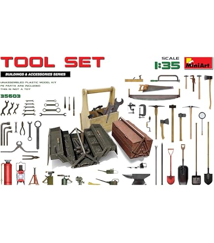 Kit Outils MiniArt Échelle 1:48 - Maquette Plastique Détailée - Pour Dioramas Et Modélisme - à Assembler Et Peindre