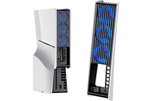 新型 PS5 Slim用 冷却ファン KIWIHOME PS5 Slim用 冷却 PS5スリム用 冷却ファン 自動温度検出 風速調整可能 LEDライト USB 3.0 低騒音 熱対策 PS5 周辺機器 アクセサリー プレステ5 slim用冷却 ディスク通常版/デジタル版対応 【PS5/PS5 Pro非対応】 (Black/White)