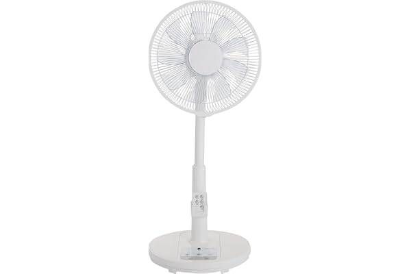 Amazonベーシック リビング扇風機 DCモーター 静音 リモコン付 9枚羽根 ソフト気流 入切タイマー 首振り 風量調節5段階 ホワイト 羽根直径30cm