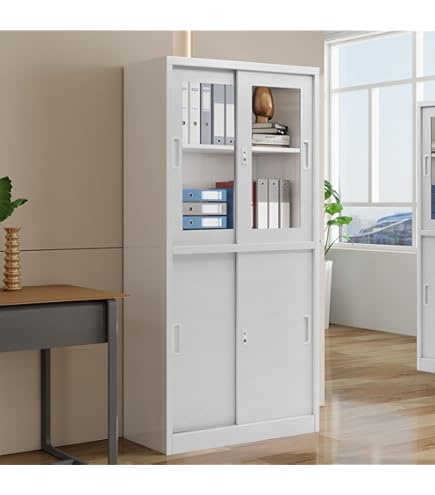 Amazon.co.jp: スチール書庫 引き戸タイプ 書類保管庫 保管庫 収納