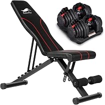 Amazon | CuteeFox 商品 トレーニングベンチ＋可変式 ダンベル 40kg