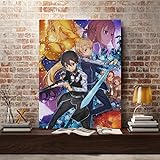 ソードアート・オンラインsao alicizationアニメポスターキャンバスウォールアートデコレーションプリントホームベッドルームデコレーション絵画/ 50x70cm（フレームなし）