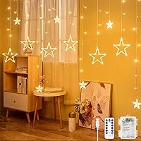イルミネーションライト LED ストリングライト カーテンライト USBと電池式 クリスマスライト クリスマス イルミネーション 屋外 星型装飾ライト 電飾 2.5m 8モード カーテンライト フェアリーライト リモコン 8種類の切替モード 電池式 
