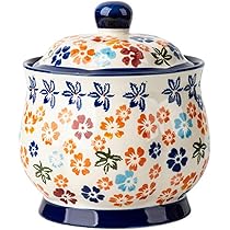最終お値引き◆ インテリアのアクセントに素敵 ♩◆　陶器のクッキージャー Amazon｜フローラルセラミッククッキージャー 密閉蓋付き 密封瓶