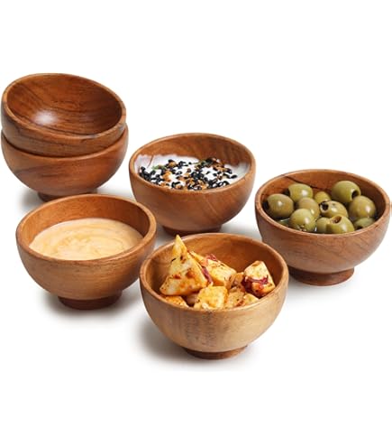 ZTHapwa Dipping Bowls Set, Small Bamboo Pinch Bowls For Soy Sauce/Condiment/ Snacks, Mini Serving Bowls For Charcuterie Board For BBQ/Entertaining, 1.4 Oz Bamboo Wooden Ramekins - View #10