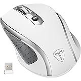 Qtuo 2.4G ワイヤレスマウス 無線マウス 5DPIモード 2400DPI 高精度 ボタンを調整可能 コンパクト 省エネルギー 持ち運び便利 ホワイト
