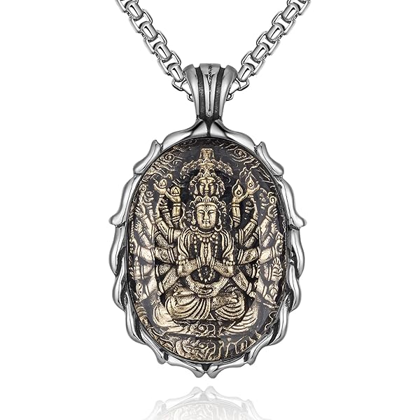 チベット　首飾り チベットお守りペンダント ロータス＆オム 天珠/曼荼羅/仏画（タンカ