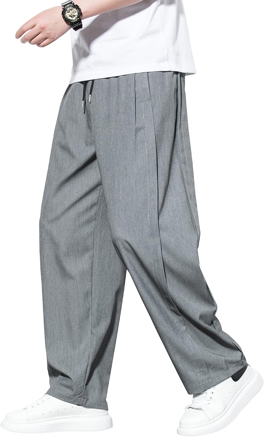 [Fasshonrida] ワイドパンツ メンズ ズボン 夏用 イージーパンツ 涼しい スラックス 冷感 夏服 ずぼん 大きいサイズ サルエルパンツ ゆったり ボトムス 無地 ストレートパンツ おしゃれ ロングパンツ 春 夏 秋