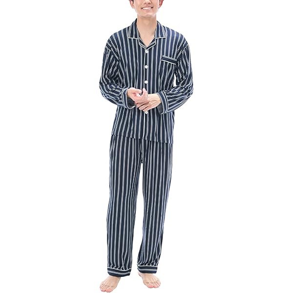 Amazon | [ON NISHIKI] パジャマ メンズ 長袖 綿100％ 前開き 上下