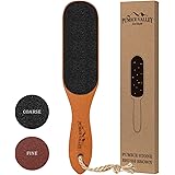 Pumice Stone Foot File - Wooden Pedicure Feet Scrubber with Handle for Callus, Dry, and Dead Skin Removal - Heel Scraper for 
