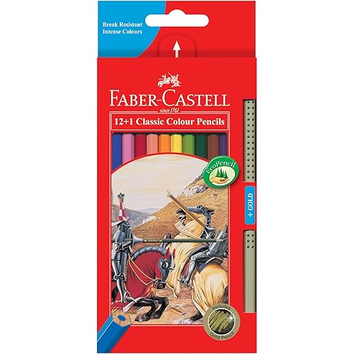 Faber-Castell Classic Colour Pencil, 12 Pack and 1 Gold Pencil, (16-115852-G)
