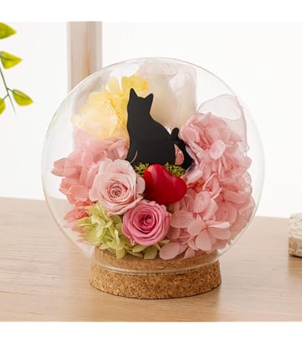 猫の顔 プリザーブドフラワー LED付き 猫の顔をデザインしたプリザーブドフラワー「Animal Candy