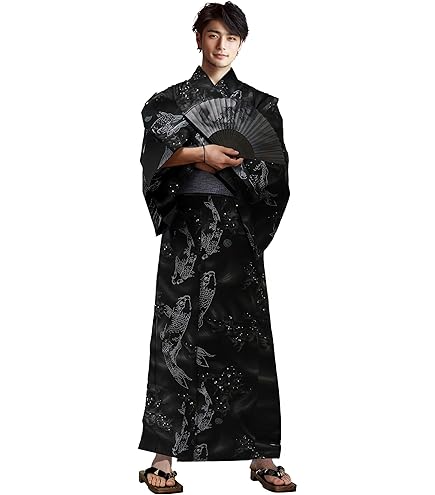 浴衣　綿麻　粋な夏着物　菊柄　黒　献上柄　半幅帯　2点　0729 ② 81KAl2iOwCL._AC_SY200_QL15_.jpg