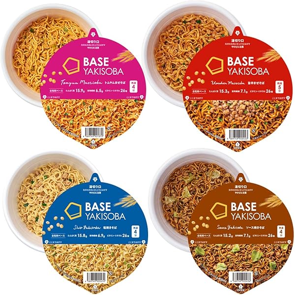 Amazon.co.jp: ベース焼きそば 3種12個 [塩やきそば・旨辛まぜそば