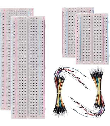 Produktbild von 4x MB102 Breadboard Netzteil 3,3V/5V + 4x 9V Batterieclip Mit T-Type DC-Stecker, Für Arduino & Elektronik-Projekte