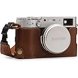 MegaGear MG1895 Ever Ready Genuine Leather Camera Half Case for Fujifilm X100V, Brown