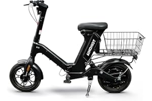 大人用 自転車 14インチ 柔軟なシート 最大50km走行 大容量カゴ付き フロントライト リアキャリア付き IP54防水レベル 男女通用 男性 女性 初心者 通勤・通学・街乗り 乗りやすい 一年メーカー保証