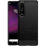 [WOEXET] Xperia 1 III ケース SO-51B SOG03 カバー 衝撃吸収 カーボン 指紋防止 シンプル ソフト 滑り止め エクスペリア 1 iii 防御系のケース 黒