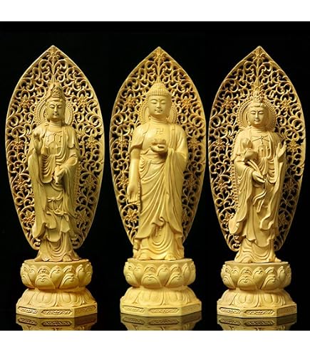 Amazon｜Suicazon [御金品] ツゲ 木彫り 阿弥陀三尊像29cm（ 観音菩薩