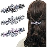Paresthesia ヘアバレッタ ヘアクリップ 3個セット 髪留め ヘアアクセサリー 髪飾り フラワー レディース 結婚式 入学式 パーティー