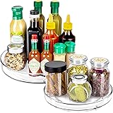 Mkostlich 2 Pack Lazy Susan Organizer(27cm+27cm), Fridge Organiser Turntable, Multifunctional Spice Rotating Tray for Dining 