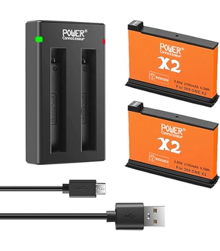 Amazon | Vemico 360 ONE X2バッテリー 充電器セット 2*1900mAh