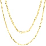Nuragold 14Kイエローゴールド 2.7mm ソリッドフランコウィートスピガ フォックステール チェーンネックレス メンズジュエリー ロブスタークラスプ 16インチ 18インチ 20インチ 22インチ 24インチ 26インチ 28インチ 30