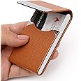 DMFLY メタル名刺ケース スリム名刺ホルダー プロフェッショナル名刺ホルダー 磁気シャット付き アプリコット