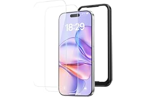 NIMASO DSP25F1698 Glass Film, Protective Film for iPhone 17, Tempered Glass, Shockproof, High Transmittance, Anti-Fingerprint, Easy to Apply, Guide Frame, Compatible with iPhone 17 (6.3 inch), Set of 2