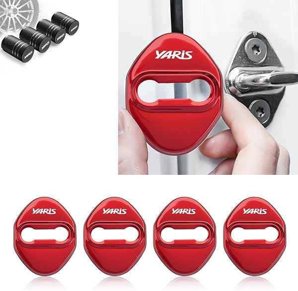 【Yaris Exclusive】Car Door Striker Cover for Yaris Accessories Custom Yaris Exclusive Design Exterior Parts, Door Lock Cover Protection High-Grade Mirror Stainless Steel Creative Improved Type 4-Piece - 1