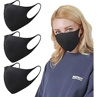 SPAKER 3 PACK Black Fashion Face Mask、 黒ファッションマスク,ユニセックス、洗濯可能、再使用可能、空気中の刺激物から着用者を守