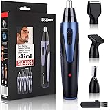 鼻毛カッター メンズ 髭剃り 4in1 多機能 電動シェーバー レディース 眉毛カッター エチケットカッター USB充電式 水洗い可能なヘッド 眉毛 耳毛 トリマー 男女兼用 (Blue&Black)
