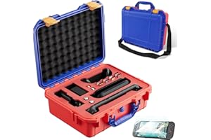 対応Nintenndo Switch 2 (2025)用ハードキャリングケース、NSwitch 2本体対応とアクセサリーを収納できるSwitch 2用保護ケース -「オールインワン、クラシックな赤青、コンパクトな内部構造、落下防止と防湿」