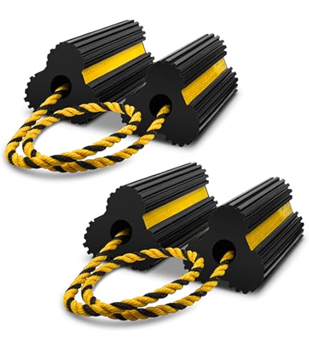 2PCS Large Wheel Chocks With Rope For RV Camper Ca... - Grandado