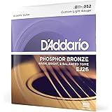 D'Addario ダダリオ アコースティックギター弦 フォスファーブロンズ Custom Light .011-.052 EJ26 【国内正規品】