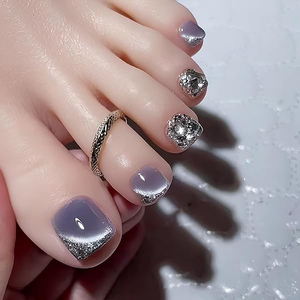 Amazon | COLORBIRD フットネイルチップ 足 24枚 紫 ネイルチップ