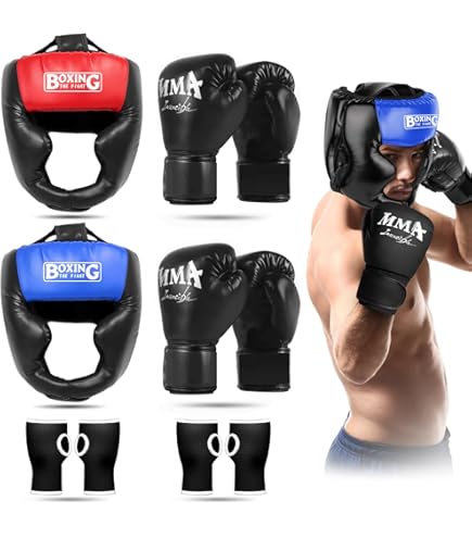Boxing Gloves Men Boxing Starter Kit Headgears Pairs